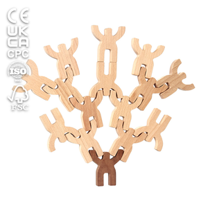 Runwood 环保木制人形积木套装 独特有趣的游戏技能培养早期教育平衡游戏玩具 - Product Image 1