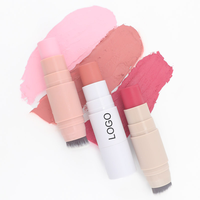 Kuas Makeup Single Double-End Berkualitas Tinggi, Pigmen Tinggi, Tahan Air, Tahan Lama, Hasil Matte Lembut, Krim Blush Mineral Label Pribadi