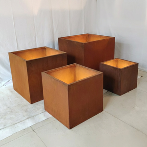 Maceta Moderna Minimalista para Exteriores <span class=keywords><strong>de</strong></span> Acero Corten con Acabado Preoxidado, con Orificio <span class=keywords><strong>de</strong></span> Drenaje y Tratamiento <span class=keywords><strong>de</strong></span> Sellado, Capacidad <span class=keywords><strong>de</strong></span> 60L - Product Image 1