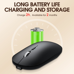 Mới siêu mỏng mini không dây chuột im lặng câm có thể sạc lại mô hình kép BT USB máy tính Chuột không dây - Product Image 6