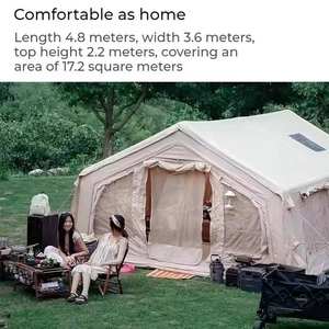 Tente de camping familiale portable 17 places, gonflable, imperméable, en tissu Oxford, quatre saisons, double couche, deux chambres, un salon, installation facile - Product Image 3