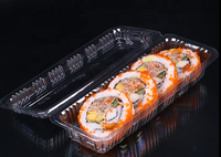 Catégorie de produits Plateau à sushi rectangulaire en plastique transparent jetable de qualité alimentaire avec couvercle pour le service et le stockage des boîtes en plastique