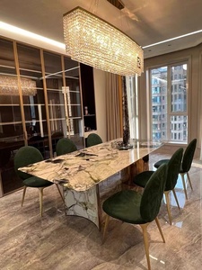 Sang trọng ánh sáng sang trọng biệt thự bàn ăn rắn gỗ đá cẩm thạch bàn ăn cao cấp hiện đại hình chữ nhật tùy chỉnh giao diện điều khiển - Product Image 2