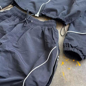 定制尼龙涤纶运动服风衣夹克拉链尼龙履带运动裤2件套防水运动服男女通用 - Product Image 5