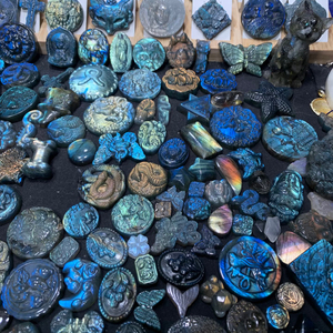 Labradorite, ammonite fossile, coquille de cristal polie, pierre naturelle, objet de collection artistique, éclat bleu, forme spirale colorée - Product Image 6