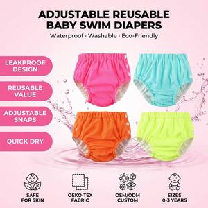 Culotte <span class=keywords><strong>de</strong></span> <span class=keywords><strong>bain</strong></span> réutilisable et ajustable pour bébé, imperméable, écologique, anti-fuite, pour garçons et filles - Product Image 1