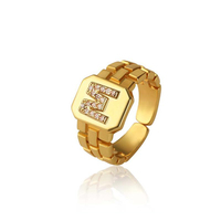 HOTWAY – bague en cuivre incrustée de zircone cubique, avec lettres anglaises, à ouverture réglable, bijoux à la mode, cadeau pour hommes et femmes
