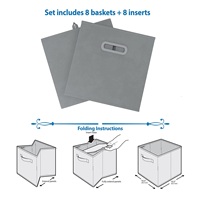 Panier cube en tissu pliant de haute qualité avec double poignée en plastique, boîte de rangement