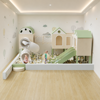 Parque Infantil Interior para Niños Pequeños, Equipo de Juego Suave con Temática de Panda, Piscina de Pelotas, Tobogán Bajo, Probado por TUV para Proyecto FEC