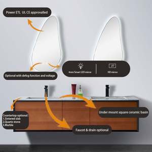 Mueble de Baño Impermeable con Espejo LED Montado en la Pared, Mueble de Baño con Doble Lavabo para Proyectos, Precio al por Mayor - Product Image 4