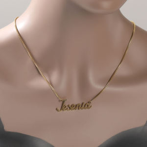 여성과 남성을 위한 유행 스테인레스 스틸 이름 플레이트 금도금 상자 체인 맞춤 DIY 보석 목걸이 - Product Image 4