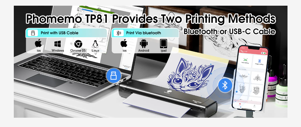 M08F-TATTOO ポータブルタトゥープリンタータトゥー転写紙10枚同梱