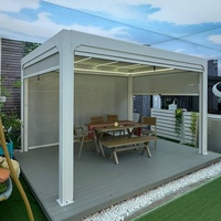 Auvent électrique de luxe pour patio et terrasse, belvédère à persiennes réglables, avec revêtement en poudre