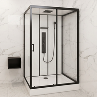 Cabine de douche intelligente dissimulée avec porte à charnières, cabine de douche numérique pour salle de bain moderne