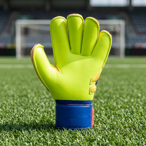 Premium Quality Custom Design German Embossed Latex Soccer Goalkeeper Gloves with 4mm German Latex Strap negative Cut - Product Image 2