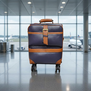 Genuine Leather Vintage Style Trolley Bag Zipper Closure Foldable Large Capacity 76-120L+ Unisex Easy Movable Long Lasting - Product Image 1