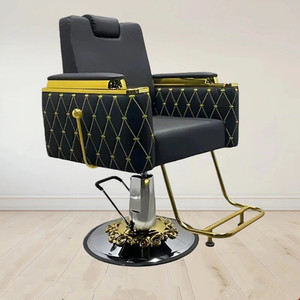 Fauteuil de Barbier en Cuir Réglable et Élévateur, Design Moderne et Élégant, pour Coiffures Homme Coiffées à l'Arrière, Idéal pour Salons de Coiffure - Product Image 1