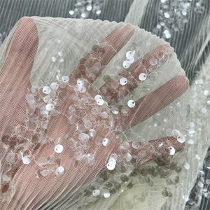 China Factory French Torn Net-like <strong>Fabric</strong> With Sequin Embroidery Chiffon <strong>Lace</strong> <strong>Fabric</strong> for Women's Wedding Dress - Product Image 2