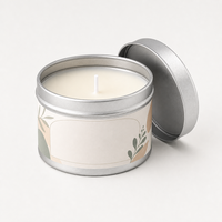 Bougie parfumée personnalisée en boîte argentée de 70g avec service d'étiquetage pour la décoration de la maison en période de fêtes
