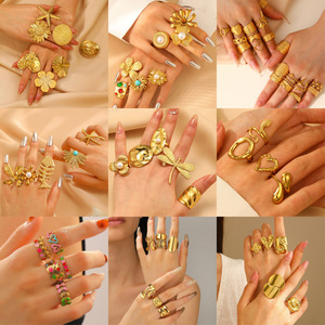 Anillo de Dedo Abierto de Acero Inoxidable con Forma de Girasol, Corazón y Estrella, de Alta Gama, Exagerado, Joyerí<span class=keywords><strong>a</strong></span> de Moda para Mujer - Product Image 2