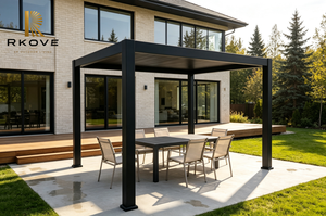 Pérgola de Aluminio con Persianas Retráctiles Motorizadas RKOVE, Impermeable, para Patio Exterior - Product Image 5