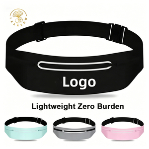 Ceinture de course personnalisée avec logo du fabricant, support de téléphone, sac banane de sport sans couture, étanche, rose, noir, réglable, OEM, Rinoneras - Product Image 1