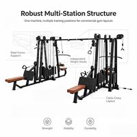 Machine de musculation multi-stations 8 postes en acier inoxydable pour usage commercial en salle de sport, option logo personnalisé, dimensions 5170*4605*2345mm