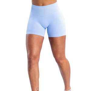 <span class=keywords><strong>Pantaloncini</strong></span> a Tre Quarti in Nylon Arricciati Modellanti a Vita Bassa, Tinta Unita, Senza Cuciture, Lavorati a Maglia, Altamente Elastici, per Fitness e Sport, <span class=keywords><strong>Aderenti</strong></span> - Product Image 2