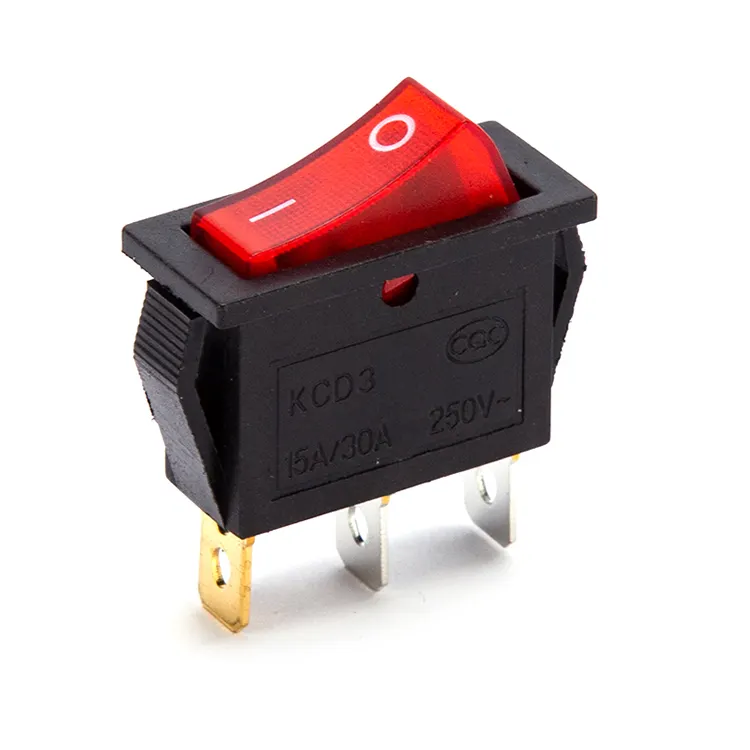 Single Pole Illuminated CQC Momentary Rocker Switch 3 pins On Off