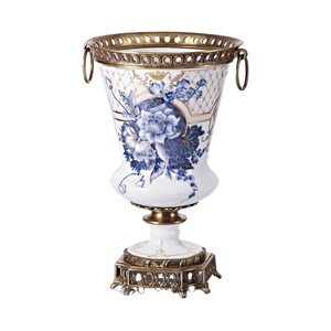 Série de vaisselle <span class=keywords><strong>en</strong></span> céramique bleue et blanche Art déco moderne haut de gamme 2023, assiette à fruits combinée, décoration de salon, vase de table - Product Image 1