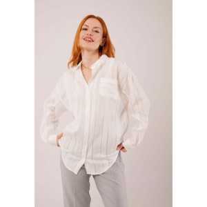 Camisa Blanca para Mujer con Cuello Alto y Detalle de Bolsillo a Rayas, Blusas y Camisas al por Mayor - Product Image 3