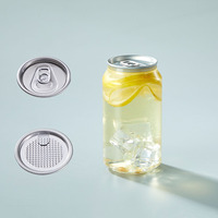 Boîte ronde en plastique PET de 250 ml, 330 ml, 500 ml pour thé boba, soda, café glacé, avec anneau d'ouverture facile et couvercle à ouverture facile