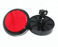 Bouton poussoir rond de 100 mm avec couvercle plat LED pour machine de jeu d'arcade, boîte à pièces personnalisée en plastique et métal