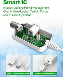 Antenne <span class=keywords><strong>TV</strong></span> intérieure numérique amplifiée et détachable HDTV 1080p VHF/UHF avec chaînes locales, câble coaxial de 165 pieds - Product Image 4