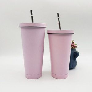 แก้วน้ำสแตนเลสยงคัง 750 มล. แบบสองชั้นสุญญากาศ พร้อมหลอด สีชมพู ของขวัญสำหรับทุกโอกาส - Product Image 1