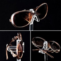 2 pièces, présentoir à lunettes portable et amovible en acrylique de qualité supérieure à 3 niveaux avec support pour lunettes
