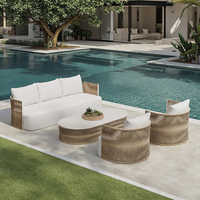 Muebles de aluminio para exteriores, mimbre de ratán, conjunto de sofás de jardín tejidos, conjunto de muebles de patio, sofá de jardín de metal para hotel
