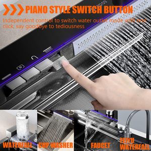 New Deluxe Thông Minh Bồn Rửa Nhà Bếp Thép Không Gỉ Đa Chức Năng Bồn Rửa Hiện Đại Thác Nước Duy Nhất Bát Cơ Sở Kỹ Thuật Số Bồn Rửa Nhà Bếp Thiết Lập - Product Image 5