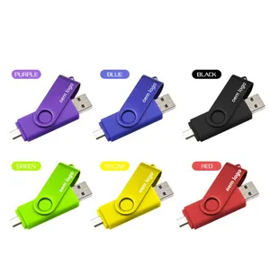 Grosir Pena Drive USB 2.0/3.0 OTG, Stik Usb Flash Drive Putar 2GB 4GB 8GB 16GB 32GB Otg Warna-warni