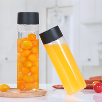 Bouteille d'eau de jus ronde vide 12oz 13oz 16oz 250ml Bouteille en verre de style Voss pour l'eau potable avec couvercle à vis