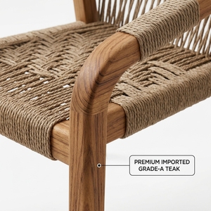 Set <span class=keywords><strong>da</strong></span> Pranzo per Esterni <span class=keywords><strong>in</strong></span> Legno Teak con Sedie Imbottite <span class=keywords><strong>in</strong></span> <span class=keywords><strong>Rattan</strong></span>, <span class=keywords><strong>Mobili</strong></span> <span class=keywords><strong>da</strong></span> <span class=keywords><strong>Giardino</strong></span> Impermeabili per Patio e Villa - Product Image 3