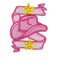 Patchs brodés perlés faits main en feutre non tissé, motifs dessin animé rose/cowboy western, lettres anglaises, cœurs et fleurs, thermocollants, pour chapeaux, DIY