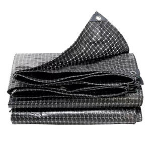 Bâche en HDPE imperméable anti-UV, film de <span class=keywords><strong>serre</strong></span> tissé à grille noir et blanc - Product Image 1