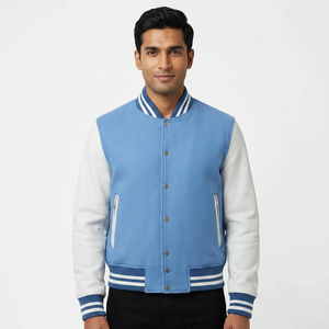 Veste universitaire pour homme de haute qualité, personnalisée, avec corps en laine et manches en cuir, style Letterman, pour l'hiver, pour le baseball universitaire. - Product Image 1