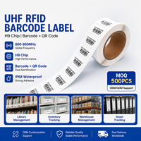 Etiqueta de Código de Barras RFID UHF 860-960MHz H9, Etiqueta Combinada con Código QR para Gestión de Activos de Biblioteca, Seguimiento de Inventario, Almacén, OEM