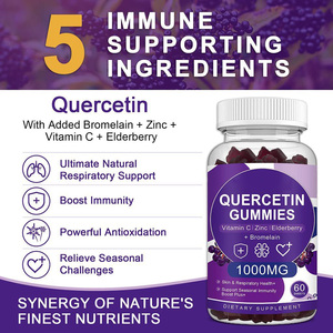 Quercetin Protect Gummies-Défense <span class=keywords><strong>respiratoire</strong></span> Puissance immunitaire et stress calme pour la santé avec sureau VC et bromélaïne 60 Gummies - Product Image 4