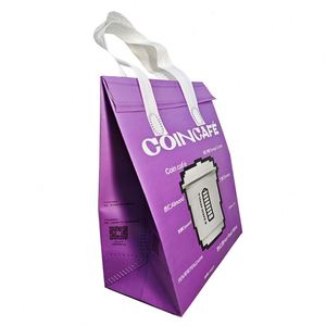 Custom Printed Logo Recycled PP Non Woven Thermal Insulation Reusable Folding Lunch Food <b>Bag</b> Aluminum Film Chocolate Cooler - Product Image 4