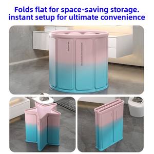 Baignoire pliable pour enfants et adultes, design intégral, en PVC, forme ronde, sans installation, <span class=keywords><strong>lavabo</strong></span> inclus - Product Image 3