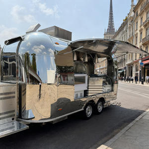 Petit chariot de nourriture <span class=keywords><strong>vintage</strong></span> européen pour bonbons, crêpes, empanadas, matcha, chocolat, boissons, avec cuisinière, réfrigérateur, plaque chauffante - Product Image 2