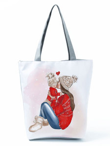 Bolso de mano con estampado de dibujos animados de <span class=keywords><strong>Super</strong></span> Mama, bolsos de hombro reutilizables para mamá y bebé, bolsos informales para mujer, bolsa de compras portátil, bolsa de viaje para la playa - Product Image 2